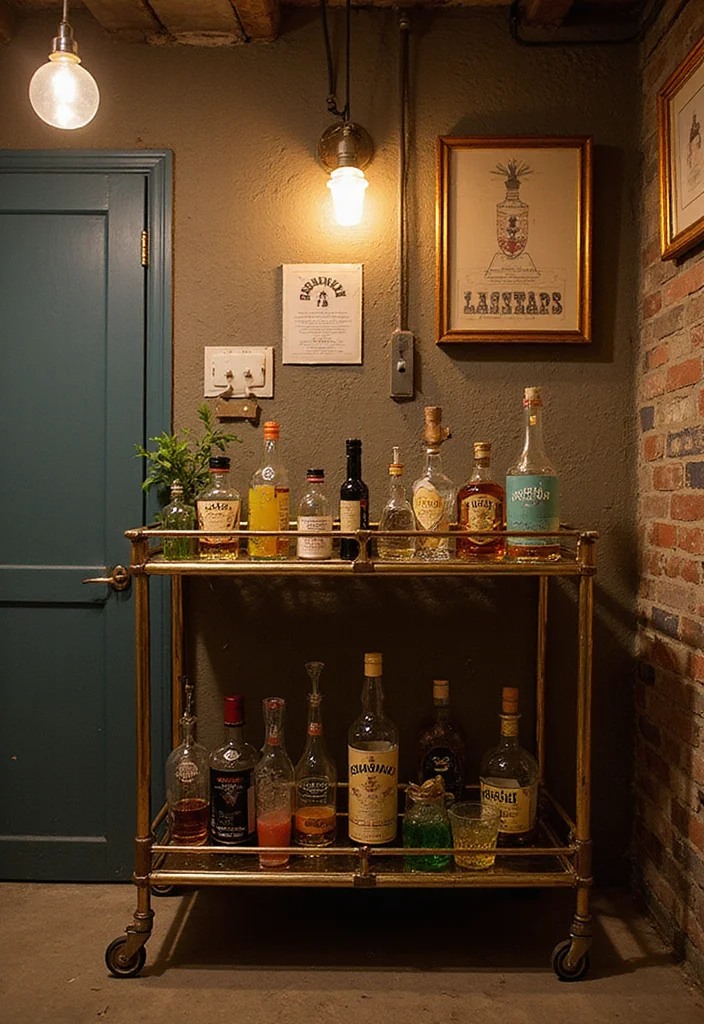 10 Retro Basement Ideas for Playful Vintage Character 34 10 Retro Basement Ideas for Playful Vintage Character - 4. Retro Bar Cart