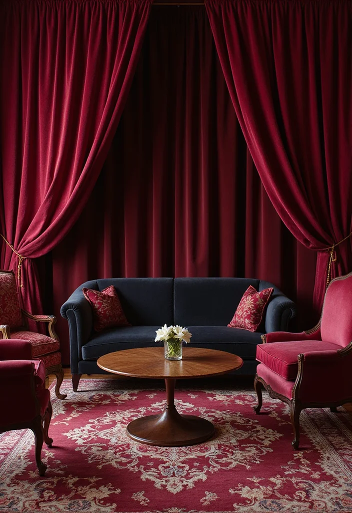 10 Salon Curtain Ideas for Stylish Functional Partitions 45 10 Salon Curtain Ideas for Stylish Functional Partitions - 5. Elegant Velvet Drapes