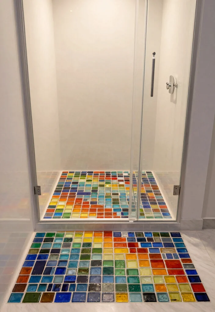10 Shower Floor Tile Ideas That Are Stylish and Slip Resistant 2. Recycled Glass Tiles 0