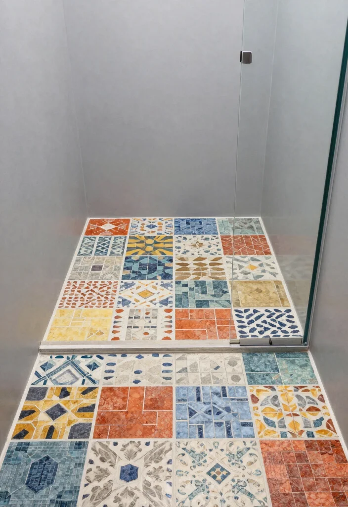 10 Shower Floor Tile Ideas That Are Stylish and Slip Resistant 7. Modular Cement Tiles 0