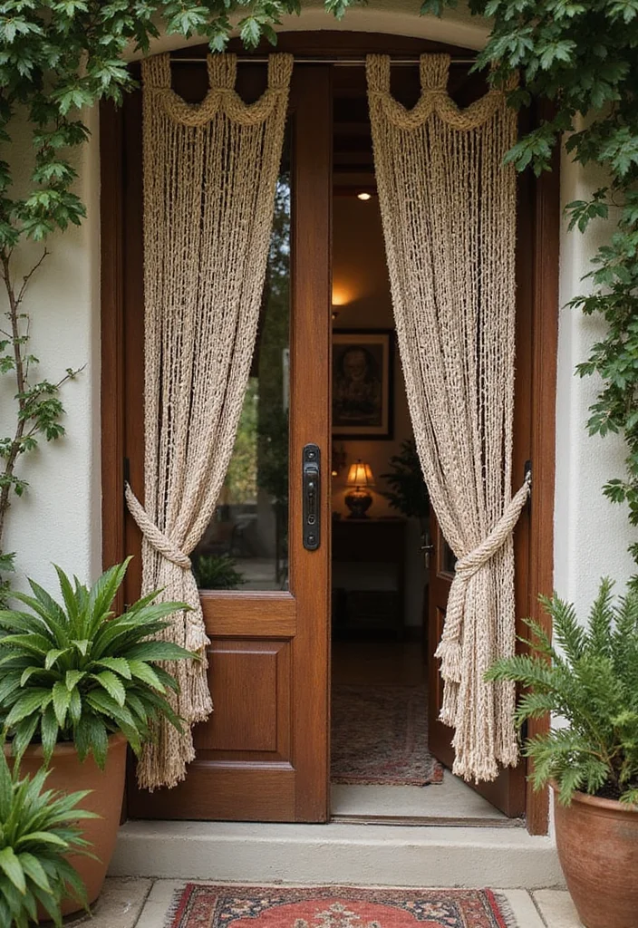 10 Single Door Curtain Ideas for Light and Privacy Balance 12 10 Single Door Curtain Ideas for Light and Privacy Balance - 2. Bohemian Vibes: Macrame Curtains