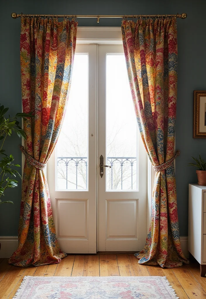 10 Single Door Curtain Ideas for Light and Privacy Balance 23 10 Single Door Curtain Ideas for Light and Privacy Balance - 3. Pattern Play: Printed Fabric Curtains