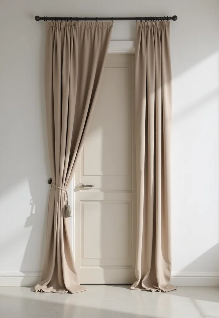 10 Single Door Curtain Ideas for Light and Privacy Balance 34 10 Single Door Curtain Ideas for Light and Privacy Balance - 4. Minimalist Magic: Solid Color Drapes