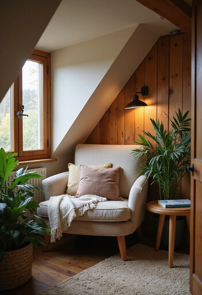 10 Slanted Ceiling Office Ideas for Smart Angled Layouts 1 10 Slanted Ceiling Office Ideas for Smart Angled Layouts - 1. Cozy Reading Nook Under the Eaves