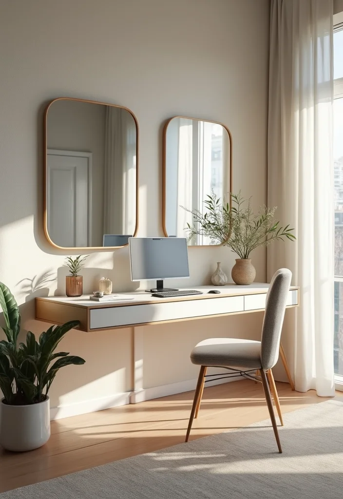 10 Slanted Ceiling Office Ideas for Smart Angled Layouts 45 10 Slanted Ceiling Office Ideas for Smart Angled Layouts - 5. Use of Mirrors to Create Depth