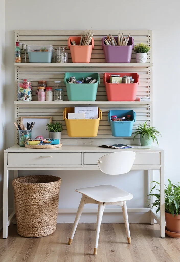 10 Slat Wall Decor Ideas for Flexible Storage and Display 45 10 Slat Wall Decor Ideas for Flexible Storage and Display - 5. Clever Storage Bins