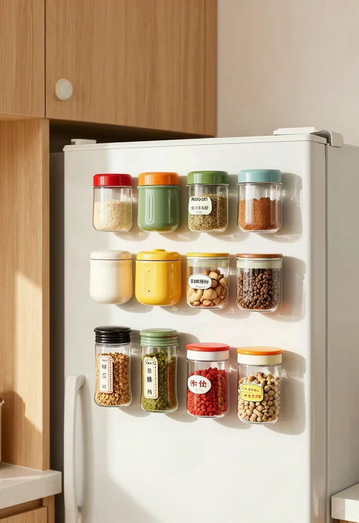 10 Small Corner Pantry Ideas That Make Use of Dead Space 6 10 Small Corner Pantry Ideas That Make Use of Dead Space 6. Magnetic Spice Jars on the Fridge 0
