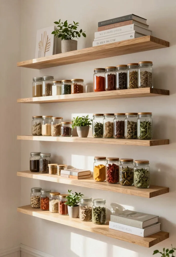 10 Small Pantry Shelving Ideas to Increase Storage Space 1 10 Small Pantry Shelving Ideas to Increase Storage Space 1. Floating Shelves for Minimalist Chic 0