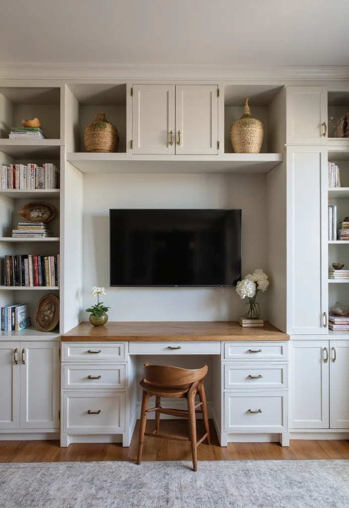 10 TV in Office Ideas for Clean Integrated Setup 45 10 TV in Office Ideas for Clean Integrated Setup - 5. Custom Built-in Solutions