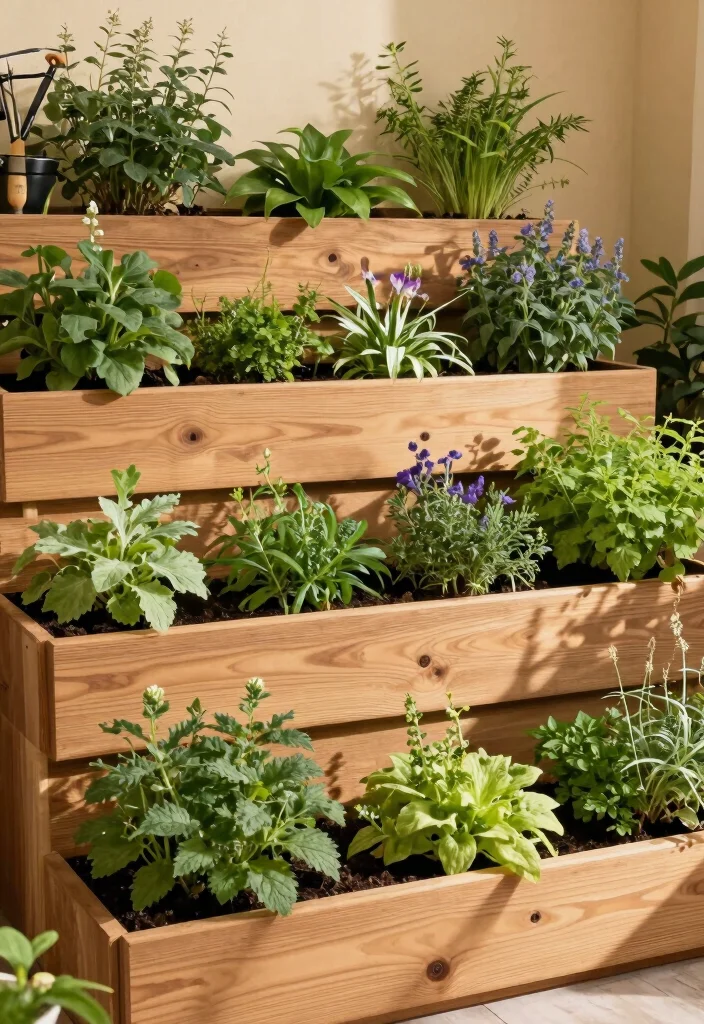 10 Vertical Sleeper Garden Ideas for Modern Outdoor Walls 1 10 Vertical Sleeper Garden Ideas for Modern Outdoor Walls 1. Tiered Sleeper Wall Garden 0