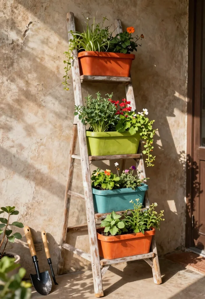 10 Vertical Sleeper Garden Ideas for Modern Outdoor Walls 7 10 Vertical Sleeper Garden Ideas for Modern Outdoor Walls 7. Vertical Wooden Ladder Garden 0