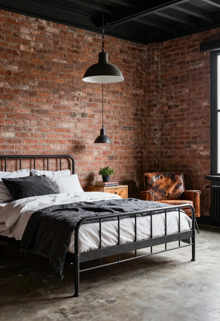 12 Aesthetic Bedroom Ideas for Men with a Clean Modern Look 1. Industrial Chic 0