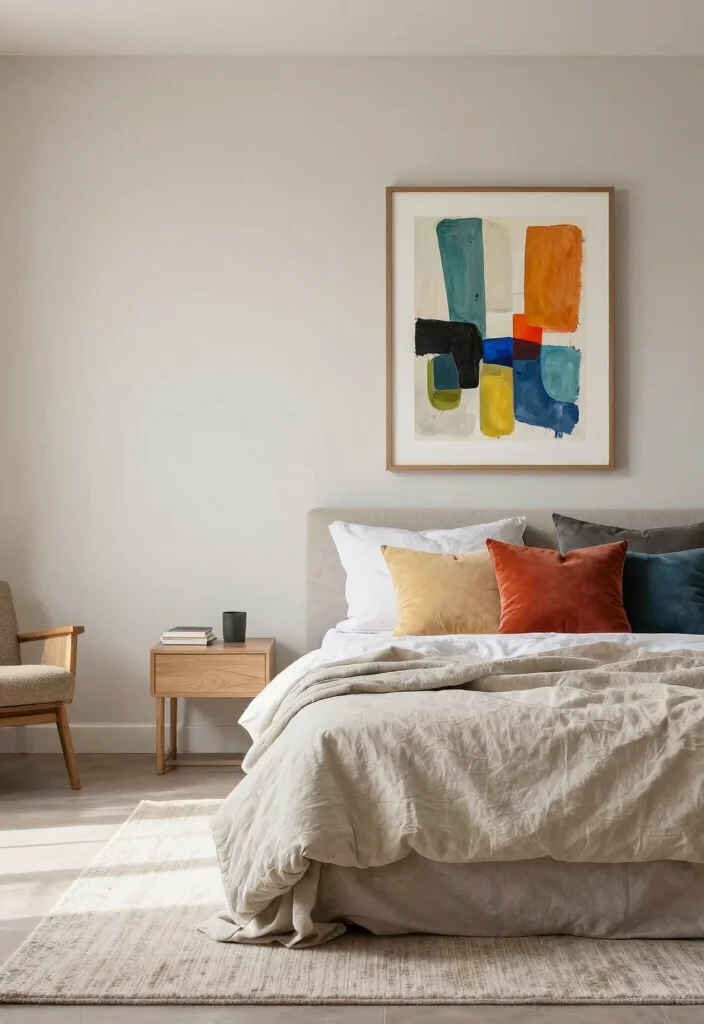 12 Aesthetic Bedroom Ideas for Men with a Clean Modern Look 10. Neutral Palette with Pops of Color 0