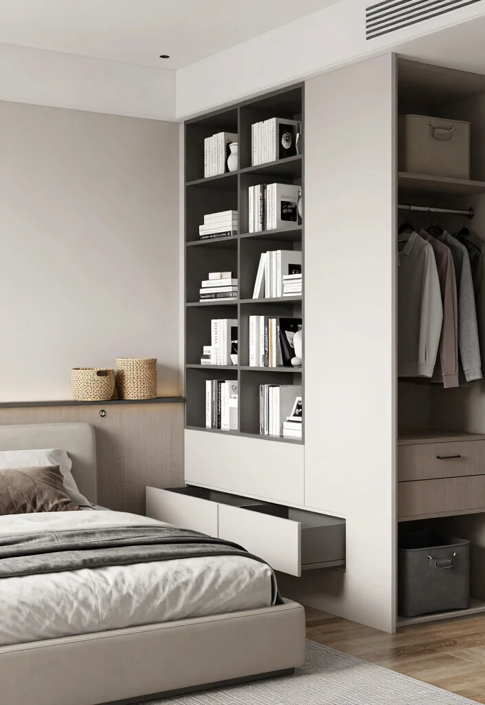 12 Aesthetic Bedroom Ideas for Men with a Clean Modern Look 6. Smart Storage Solutions 0