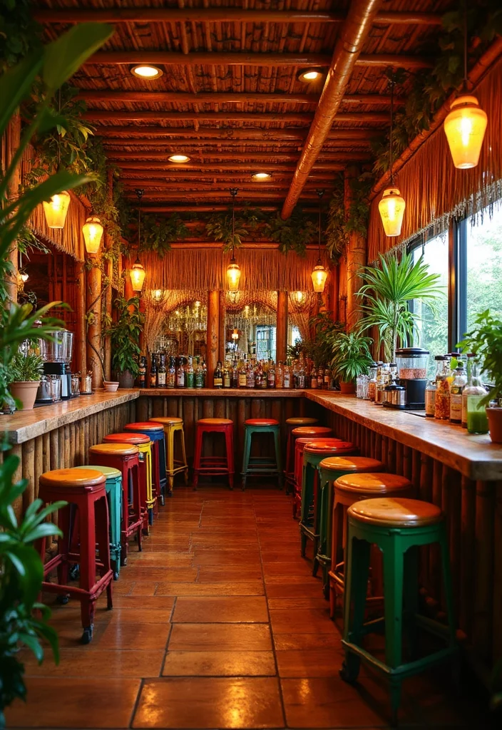 12 Basement Island Bar Ideas for Fun Social Entertaining 45 12 Basement Island Bar Ideas for Fun Social Entertaining - 5. Tropical Vibes with a Tiki Bar