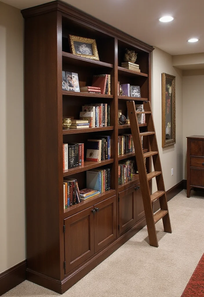 12 Basement Library Ideas for Quiet Cozy Reading 100 12 Basement Library Ideas for Quiet Cozy Reading - 10. Utilize Vertical Space