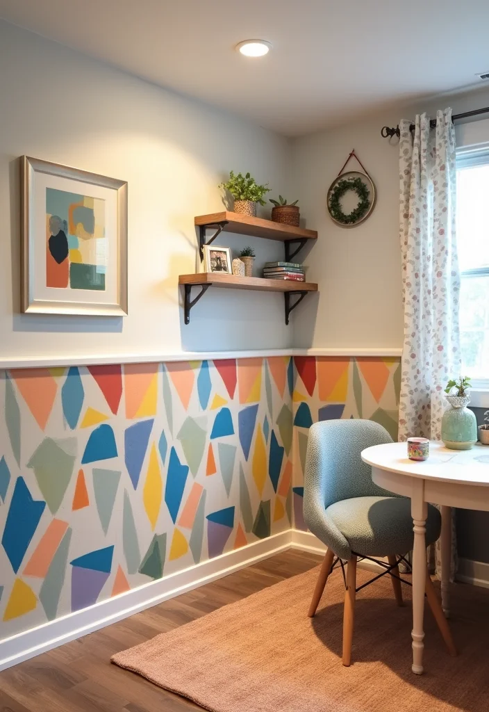 12 Basement Wainscoting Ideas for Classic Textured Detail 100 12 Basement Wainscoting Ideas for Classic Textured Detail - 10. Playful Geometric Patterns