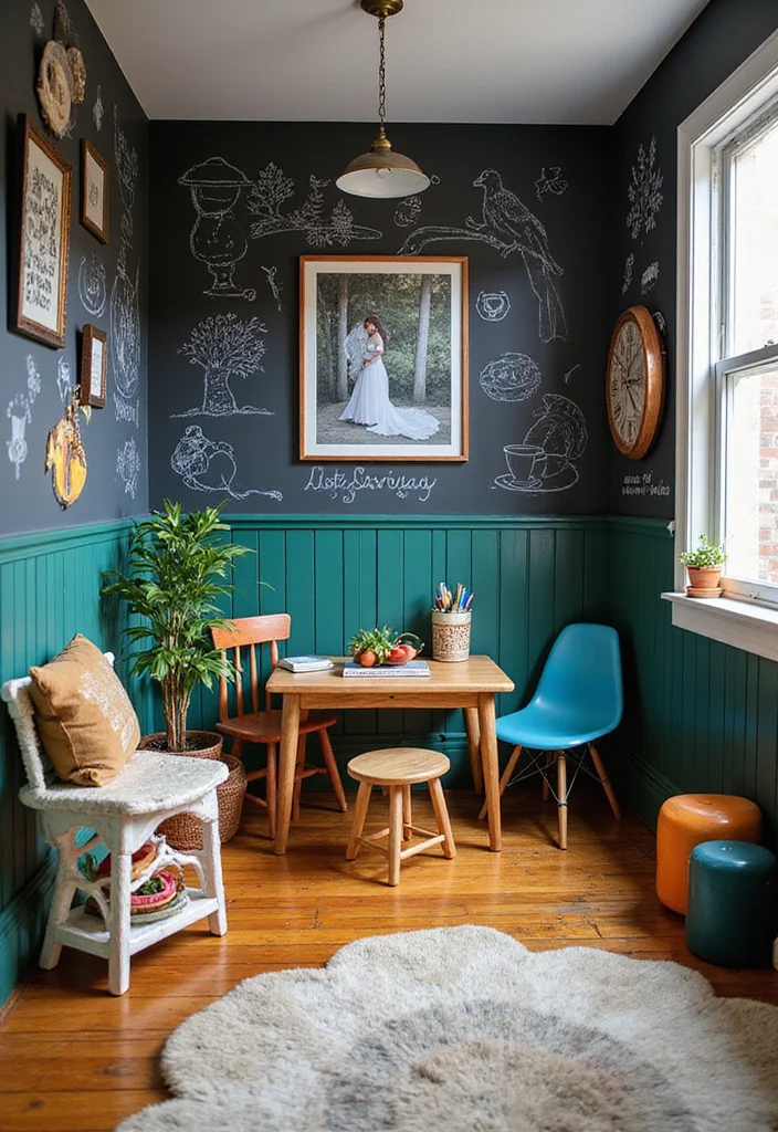 12 Basement Wainscoting Ideas for Classic Textured Detail 122 12 Basement Wainscoting Ideas for Classic Textured Detail - 12. Whimsical Chalkboard Wainscoting