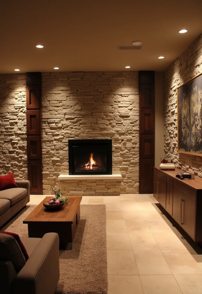 12 Basement Wainscoting Ideas for Classic Textured Detail 56 12 Basement Wainscoting Ideas for Classic Textured Detail - 6. Textured Stone Panels