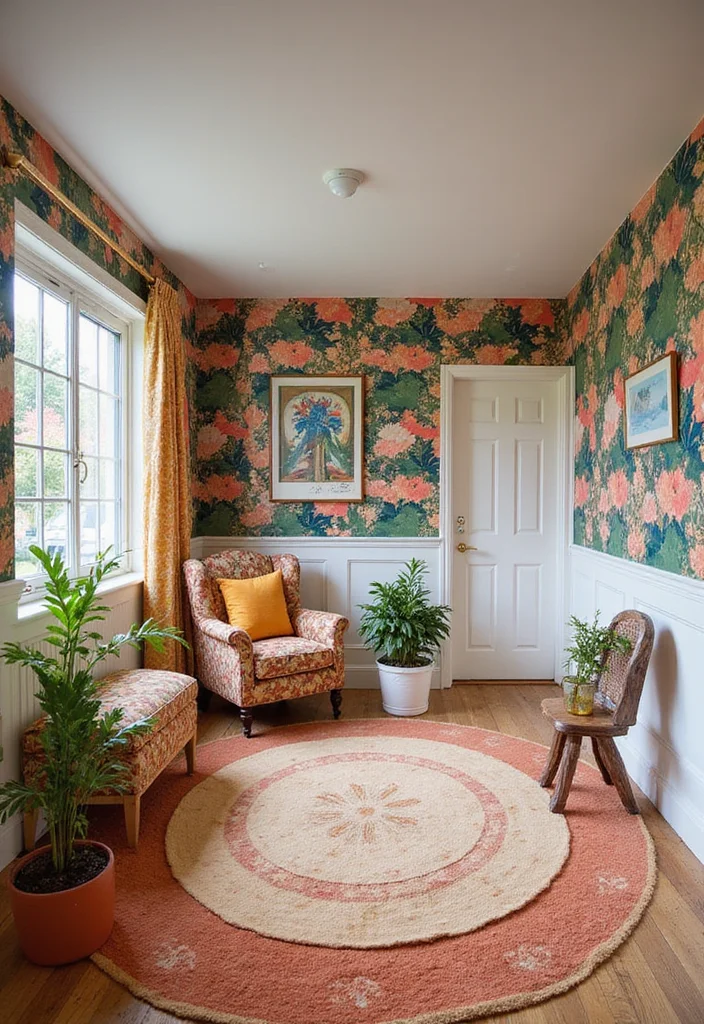 12 Basement Wainscoting Ideas for Classic Textured Detail 67 12 Basement Wainscoting Ideas for Classic Textured Detail - 7. Bold Wallpapered Wainscoting