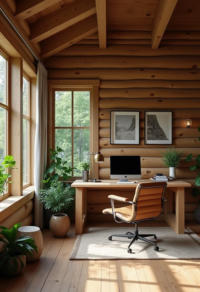 12 Cabin Office Ideas for Rustic Calm Productivity 67 12 Cabin Office Ideas for Rustic Calm Productivity - 7. Incorporate Nature Elements