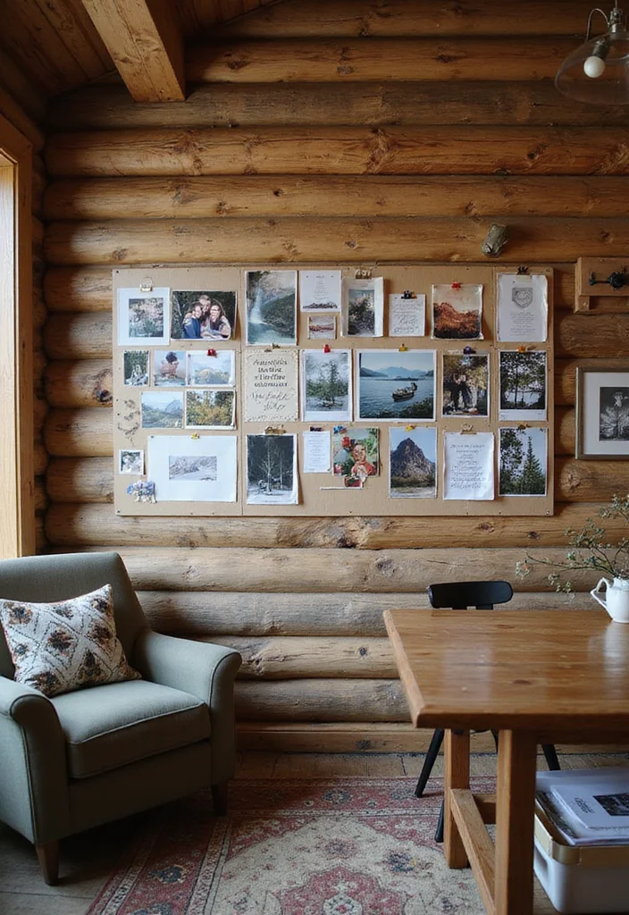 12 Cabin Office Ideas for Rustic Calm Productivity 89 12 Cabin Office Ideas for Rustic Calm Productivity - 9. Art and Inspiration Boards