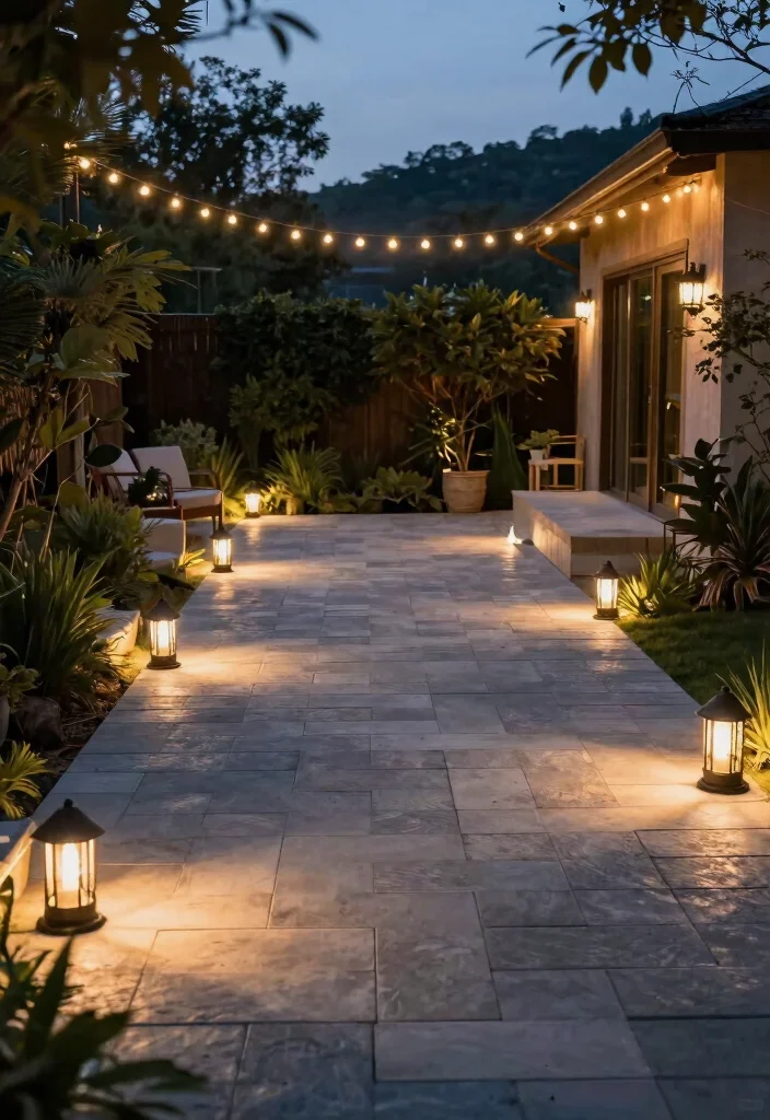 12 Concrete Paver Patio Ideas for a Durable Modern Look 10. Concrete Pavers with Lighting 0
