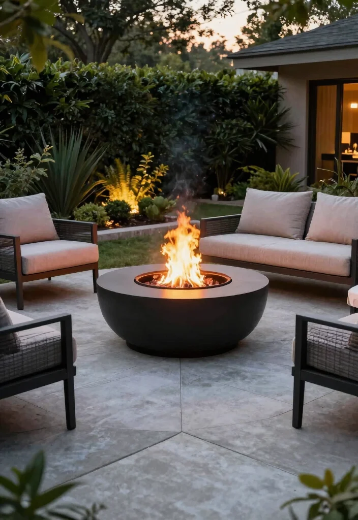 12 Concrete Paver Patio Ideas for a Durable Modern Look 2. Concrete Fire Pit Integration 0