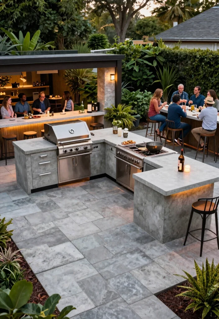 12 Concrete Paver Patio Ideas for a Durable Modern Look 8. Outdoor Kitchen Integration 0