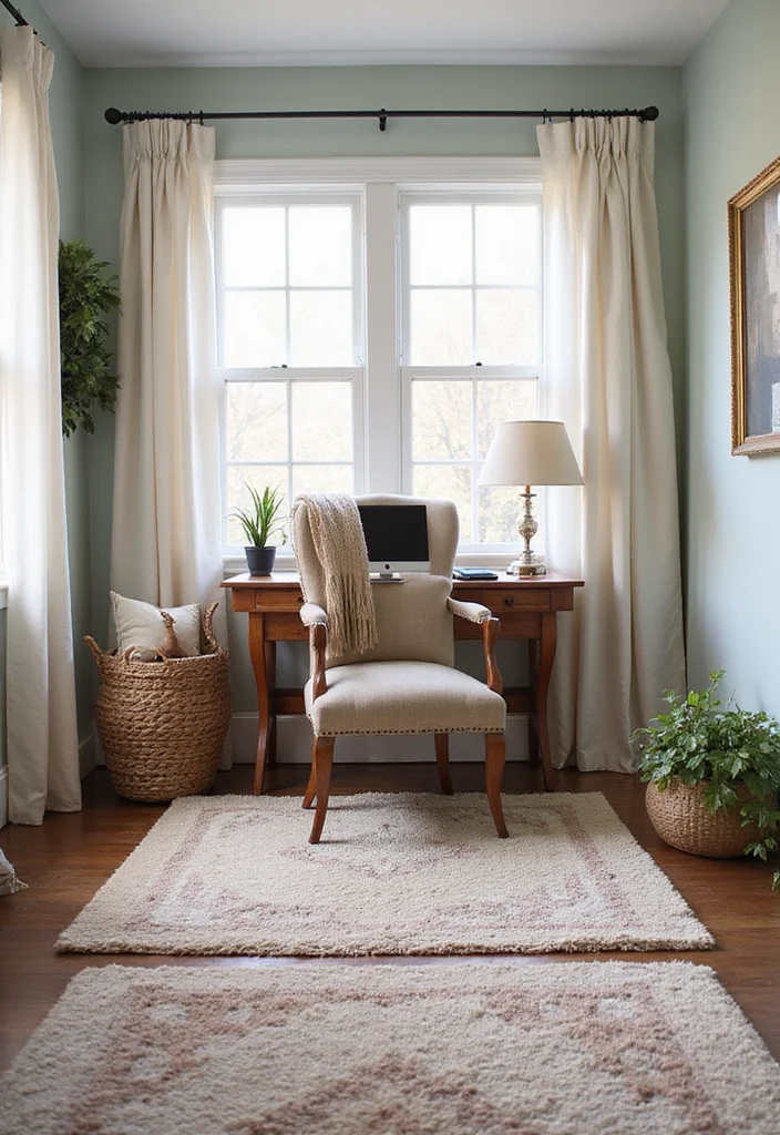 12 Cottage Office Ideas for Cozy Vintage Charm 122 12 Cottage Office Ideas for Cozy Vintage Charm - 12. Cozy Flooring