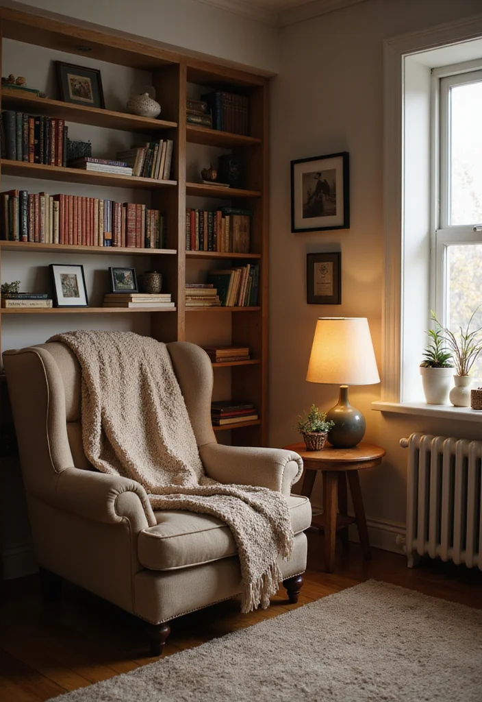 12 Cottage Office Ideas for Cozy Vintage Charm 12 12 Cottage Office Ideas for Cozy Vintage Charm - 2. Cozy Reading Nook