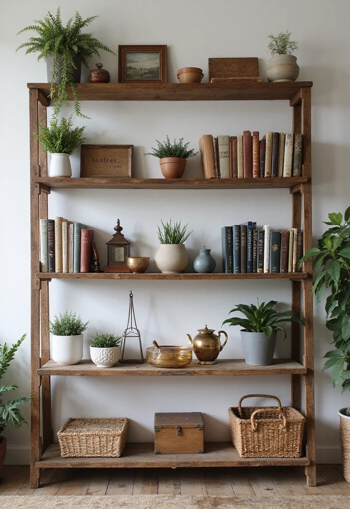 12 Cottage Office Ideas for Cozy Vintage Charm 34 12 Cottage Office Ideas for Cozy Vintage Charm - 4. Rustic Shelving