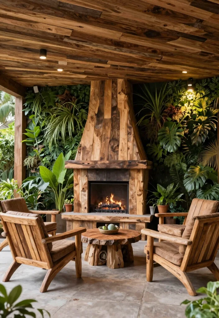 12 Covered Patio Ideas with Fireplace for Year Round Comfort 12. Eco Friendly Hangout 0