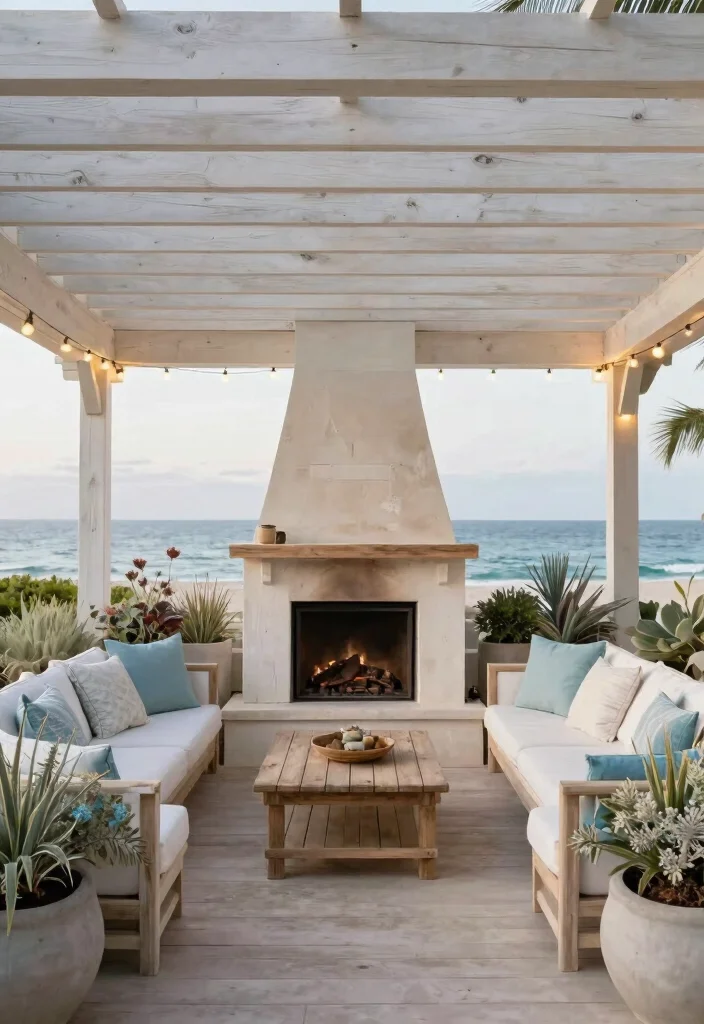 12 Covered Patio Ideas with Fireplace for Year Round Comfort 4. Coastal Retreat 0