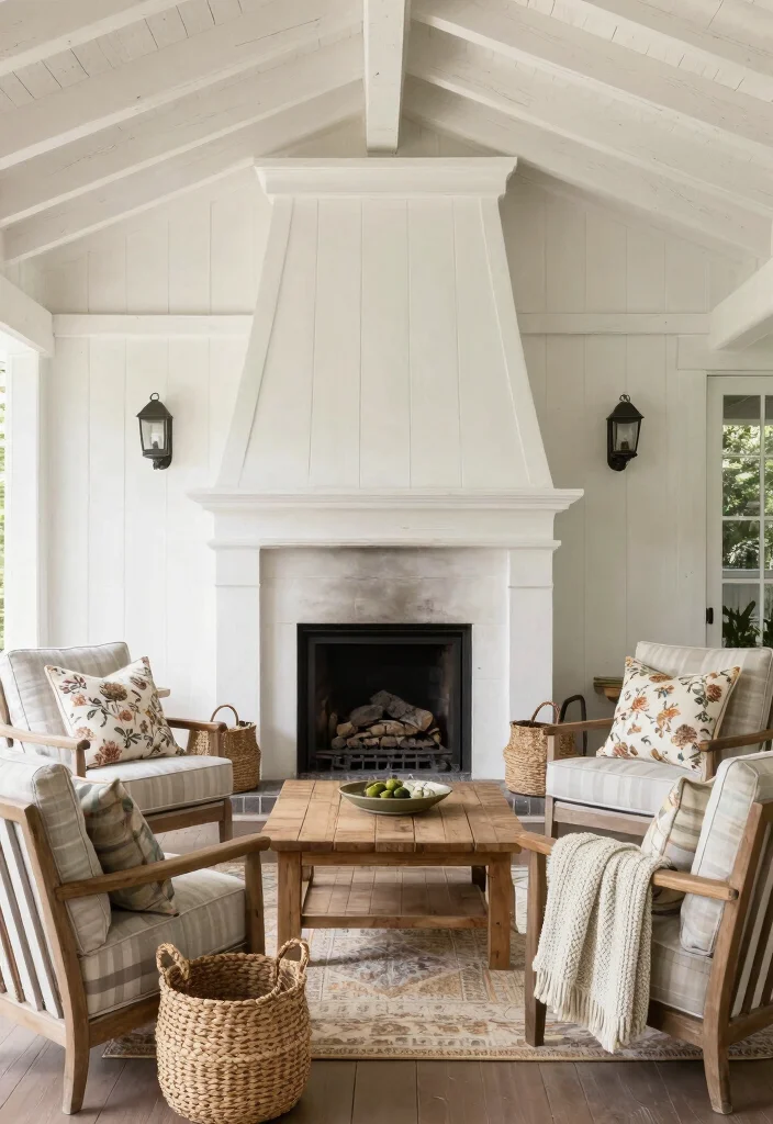 12 Covered Patio Ideas with Fireplace for Year Round Comfort 7. Farmhouse Flair 0