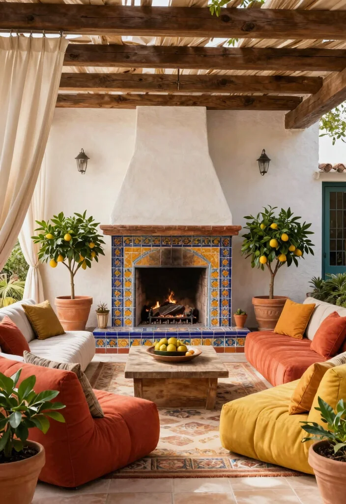 12 Covered Patio Ideas with Fireplace for Year Round Comfort 8. Mediterranean Oasis 0