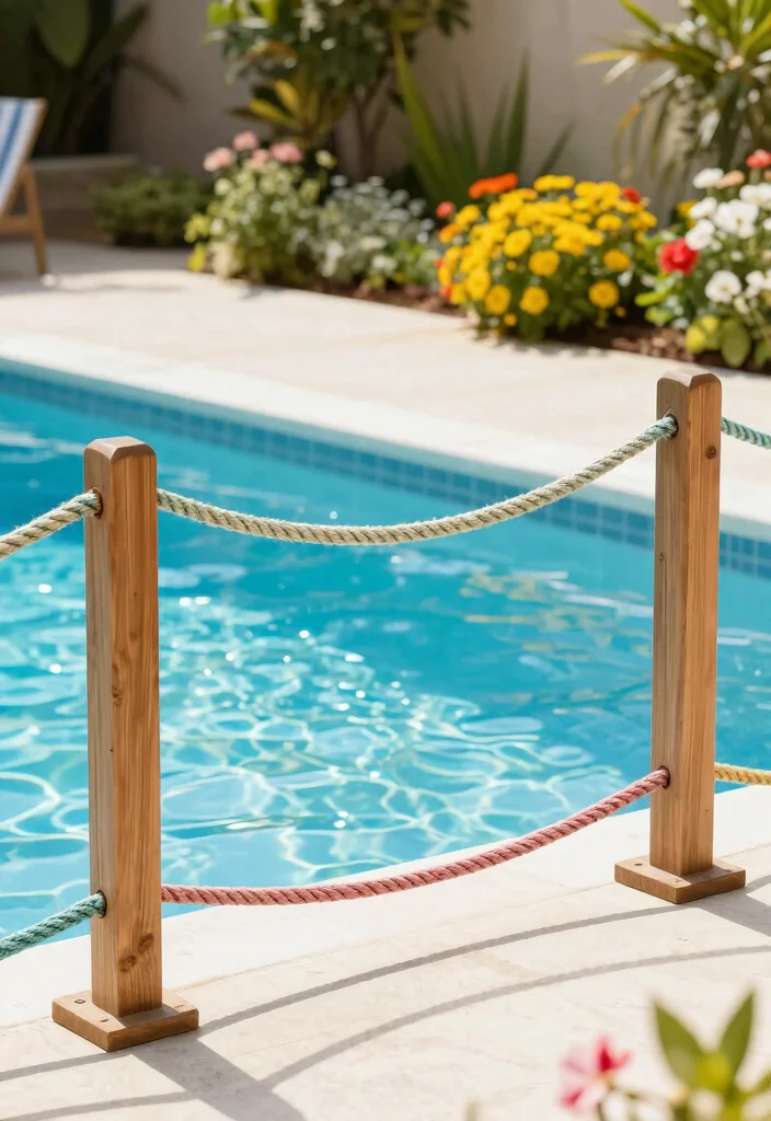 12 DIY Pool Fence Ideas on a Budget for Safer Backyards 12. DIY Cord or Rope Barrier 0