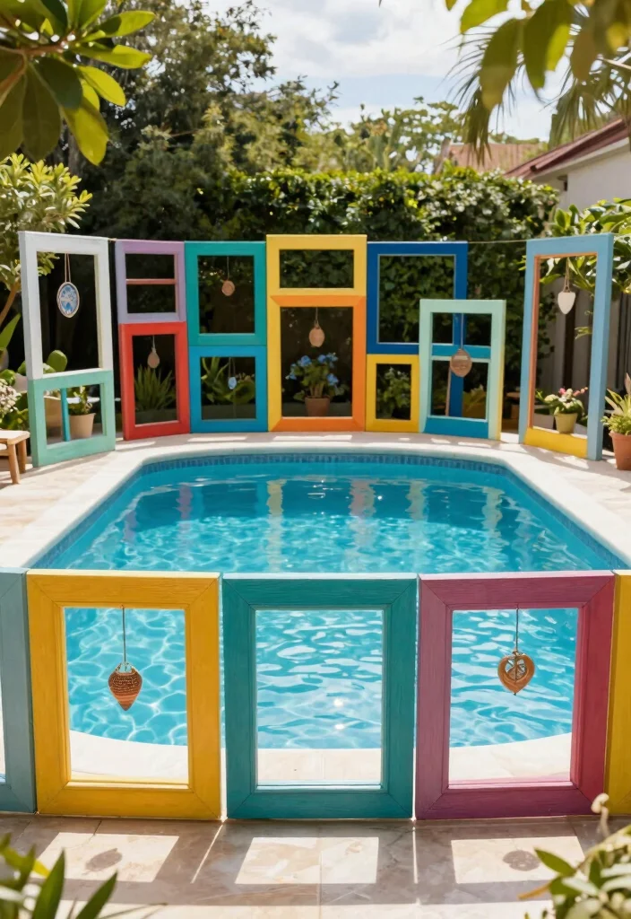 12 DIY Pool Fence Ideas on a Budget for Safer Backyards 9. Repurposed Window Frames as Fencing 0