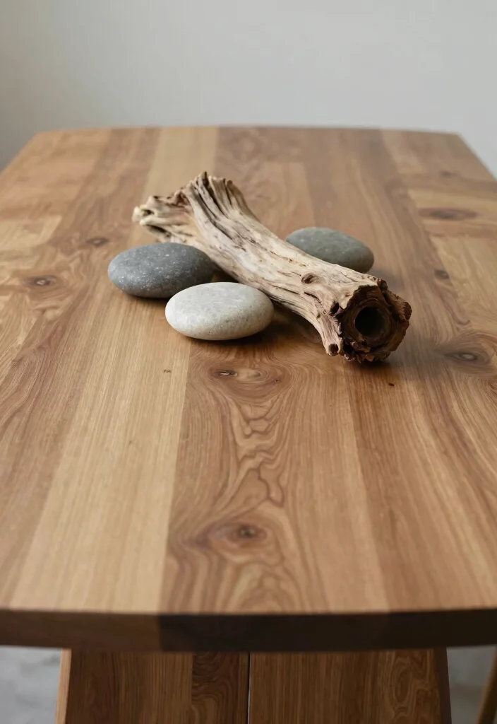 12 Dining Room Table Centerpiece Ideas for Everyday Style 12. Minimalist Stone and Wood Arrangement 0