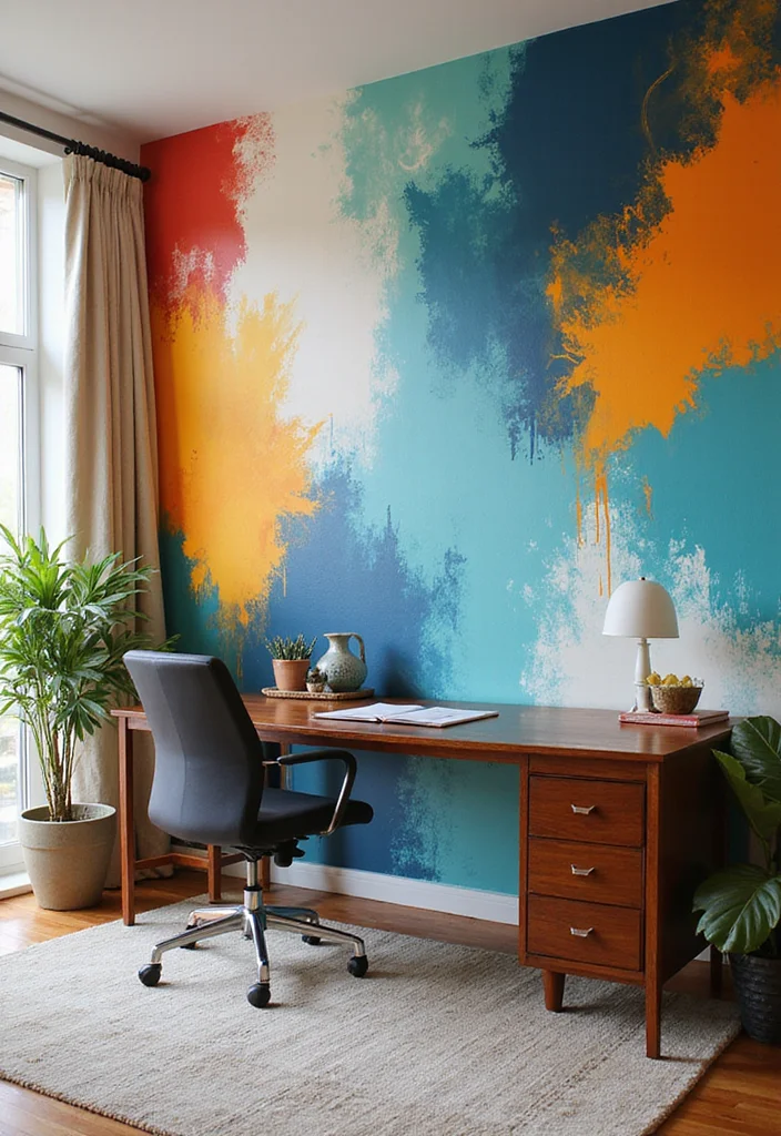12 Eclectic Home Office Ideas for Creative Personalized Style 1 12 Eclectic Home Office Ideas for Creative Personalized Style - 1. Colorful Wall Murals