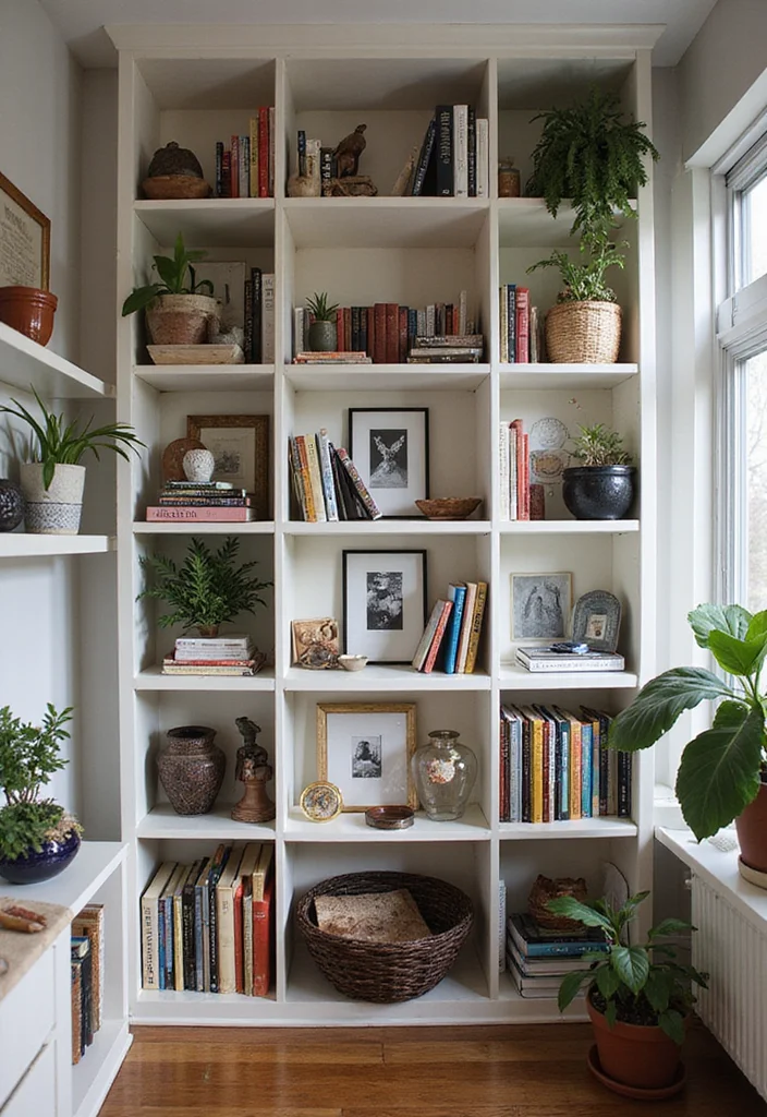 12 Eclectic Home Office Ideas for Creative Personalized Style 111 12 Eclectic Home Office Ideas for Creative Personalized Style - 11. Curated Bookshelves