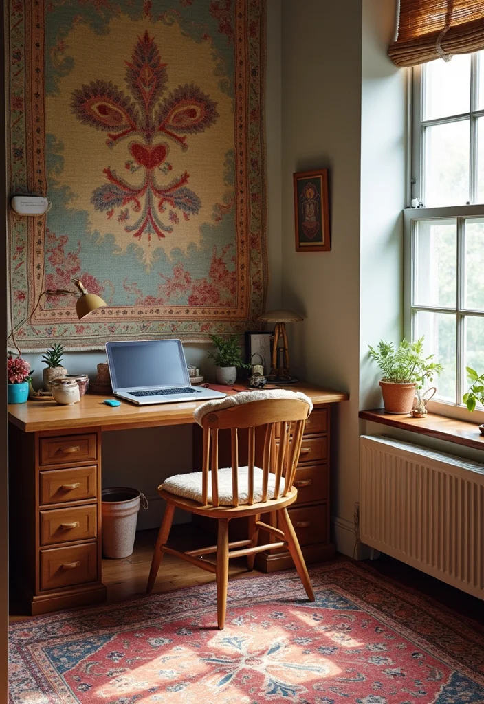 12 Eclectic Home Office Ideas for Creative Personalized Style 23 12 Eclectic Home Office Ideas for Creative Personalized Style - 3. Layered Textiles