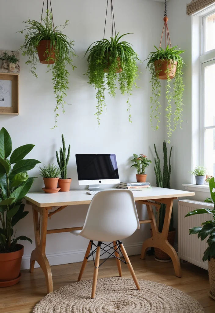12 Eclectic Home Office Ideas for Creative Personalized Style 34 12 Eclectic Home Office Ideas for Creative Personalized Style - 4. Plant Paradise