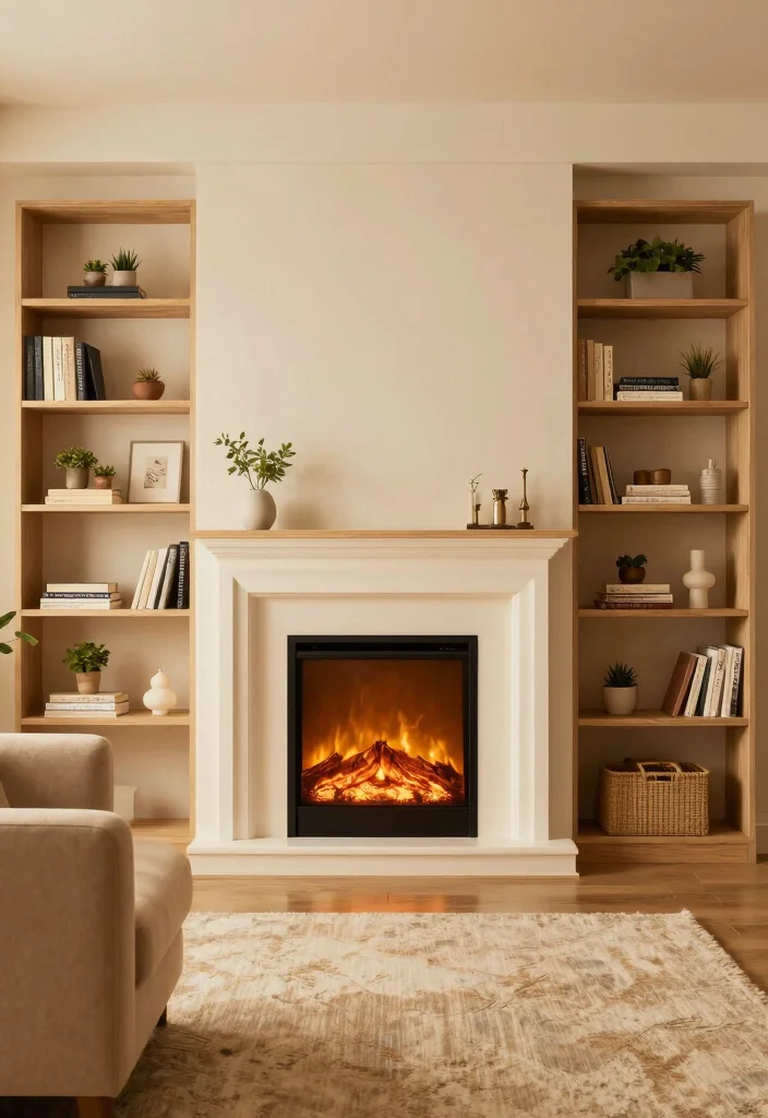 12 Electric Fireplace Ideas with TV for a Cozy Modern Living Room 5 12 Electric Fireplace Ideas with TV for a Cozy Modern Living Room 5. Electric Fireplace with Shelving Units 0