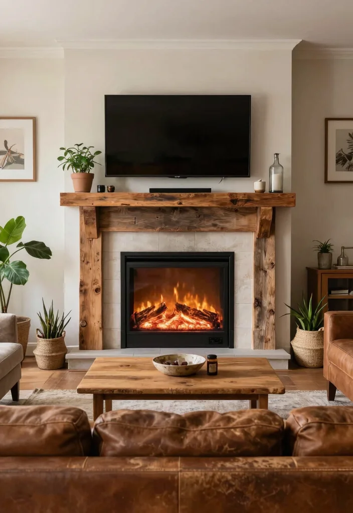 12 Electric Fireplace Ideas with TV for a Cozy Modern Living Room 8 12 Electric Fireplace Ideas with TV for a Cozy Modern Living Room 8. Rustic Electric Fireplace with TV 0