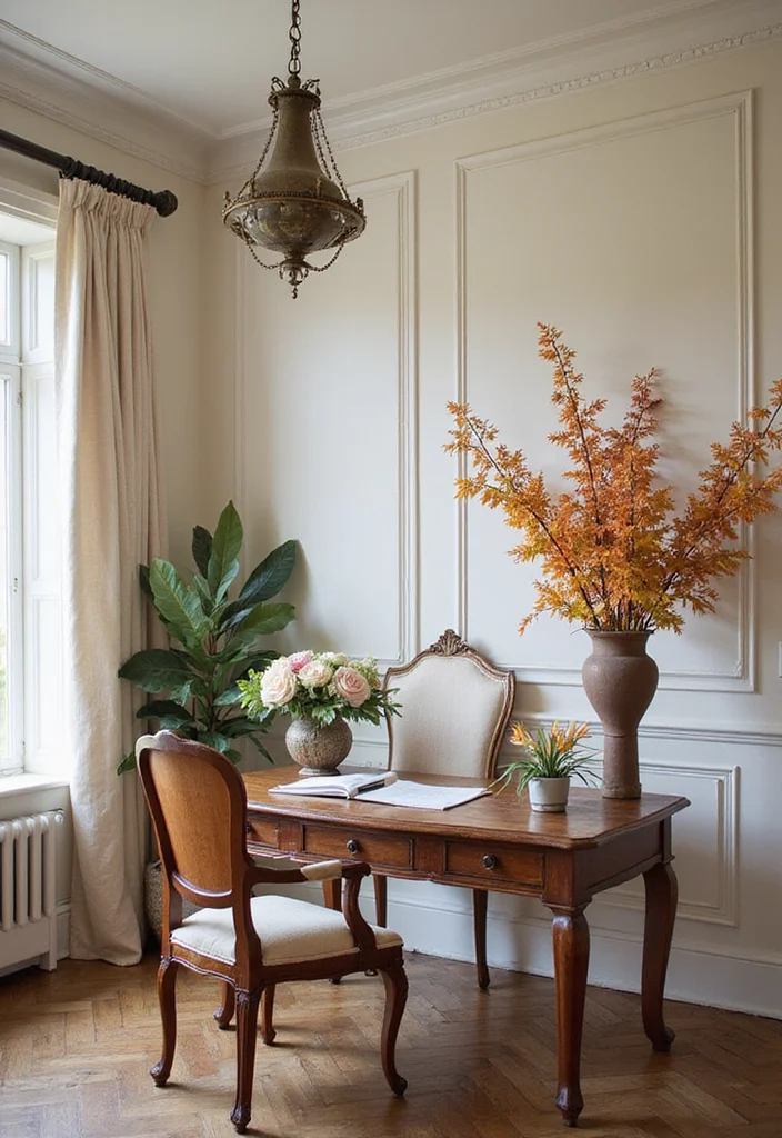 12 French Country Office Ideas for Soft Elegant Warmth 122 12 French Country Office Ideas for Soft Elegant Warmth - 12. Seasonal Decor Updates