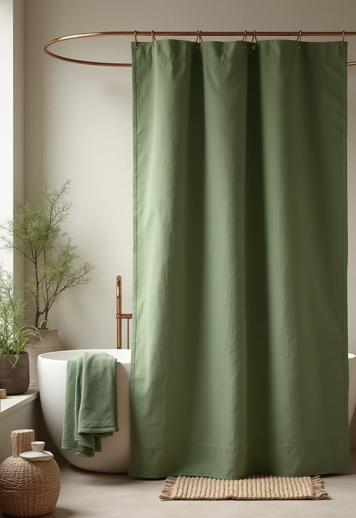 12 Green Bathroom Shower Curtain Ideas for Fresh Natural Vibes 67 12 Green Bathroom Shower Curtain Ideas for Fresh Natural Vibes - 7. Earthy Moss Tones