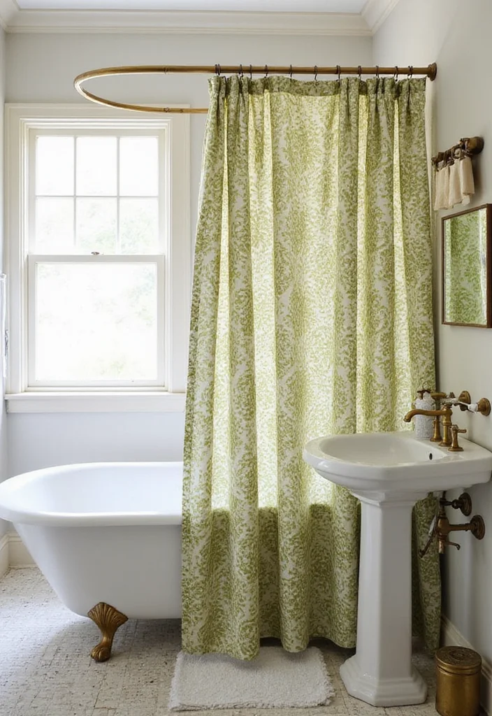 12 Green Bathroom Shower Curtain Ideas for Fresh Natural Vibes 78 12 Green Bathroom Shower Curtain Ideas for Fresh Natural Vibes - 8. Vintage Olive Patterns