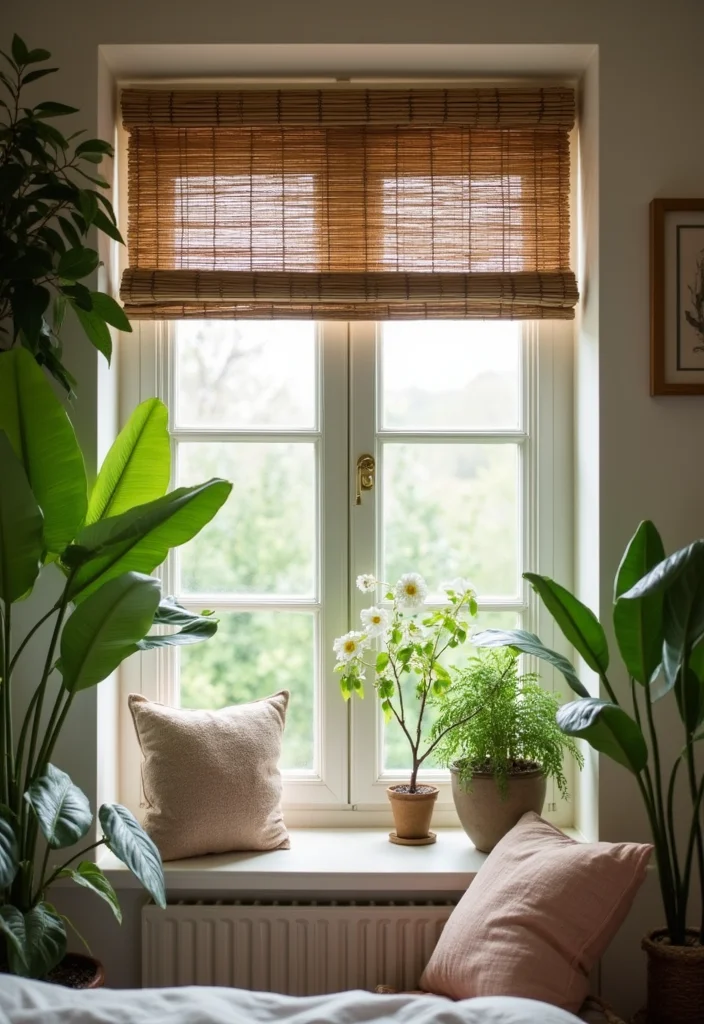 12 Guest Room Curtain Ideas for Cozy Welcoming Style 12 12 Guest Room Curtain Ideas for Cozy Welcoming Style - 2. Bamboo Blinds