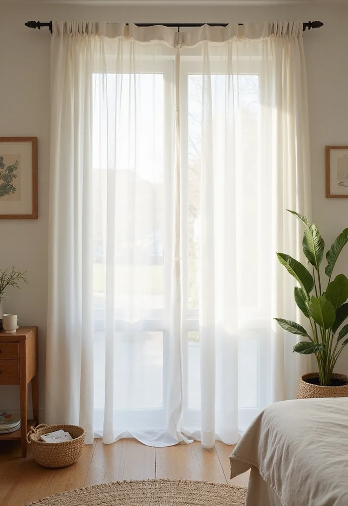 12 Guest Room Curtain Ideas for Cozy Welcoming Style 61 12 Guest Room Curtain Ideas for Cozy Welcoming Style - 7. Sheer Organic Cotton Curtains